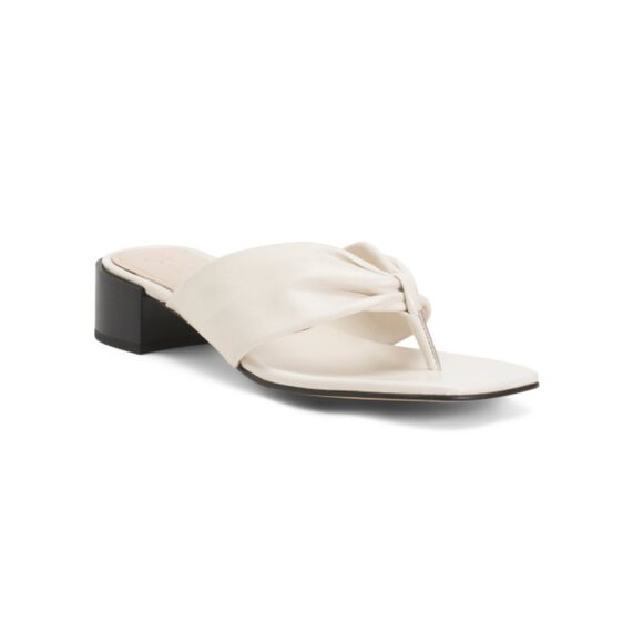 JOURNEE Ivory Leather Francine Heeled Sandals - Picture 1 of 2
